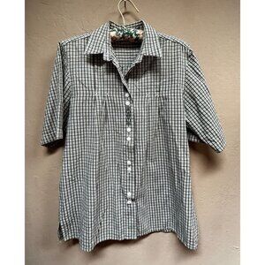 Distler Original German Oktoberfest Button Up Short Sleeve Gingham Shirt Size 38